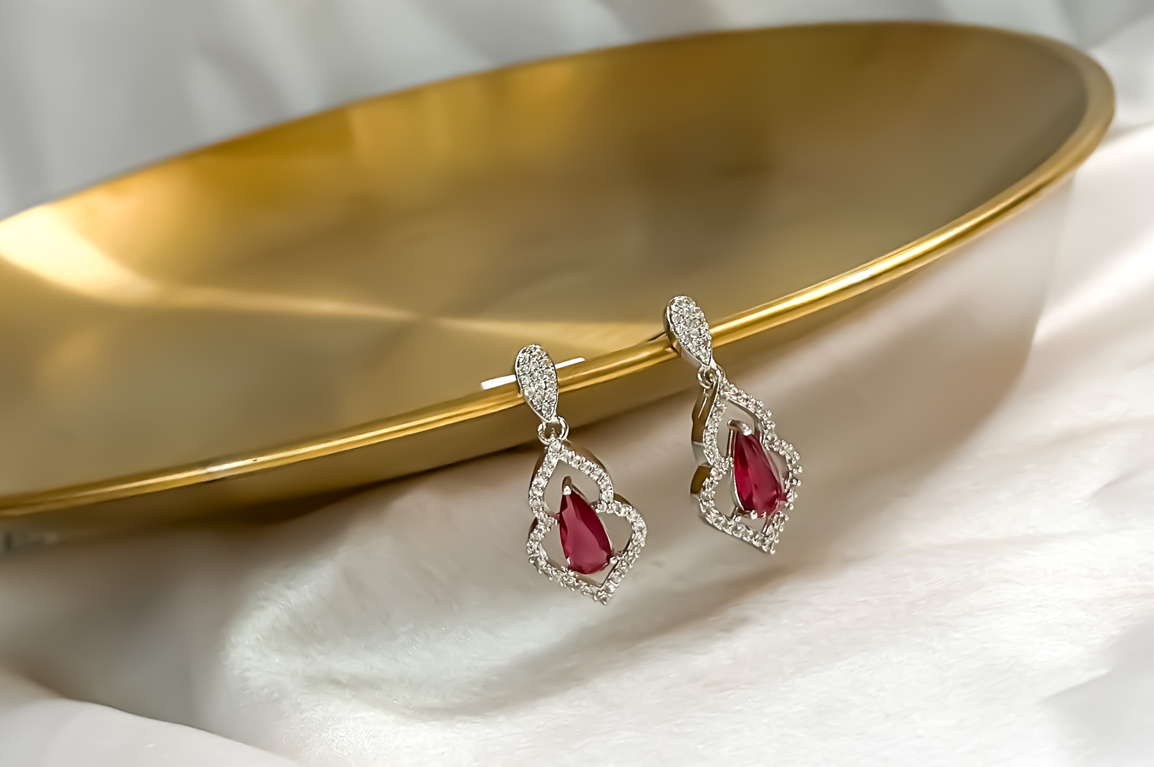 Pink Aura: White Stone Surround Earrings.